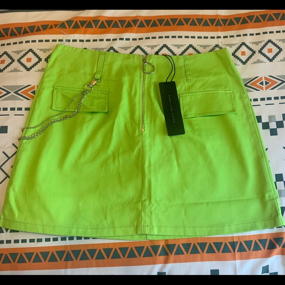 Know.one.cares new neon green skirt